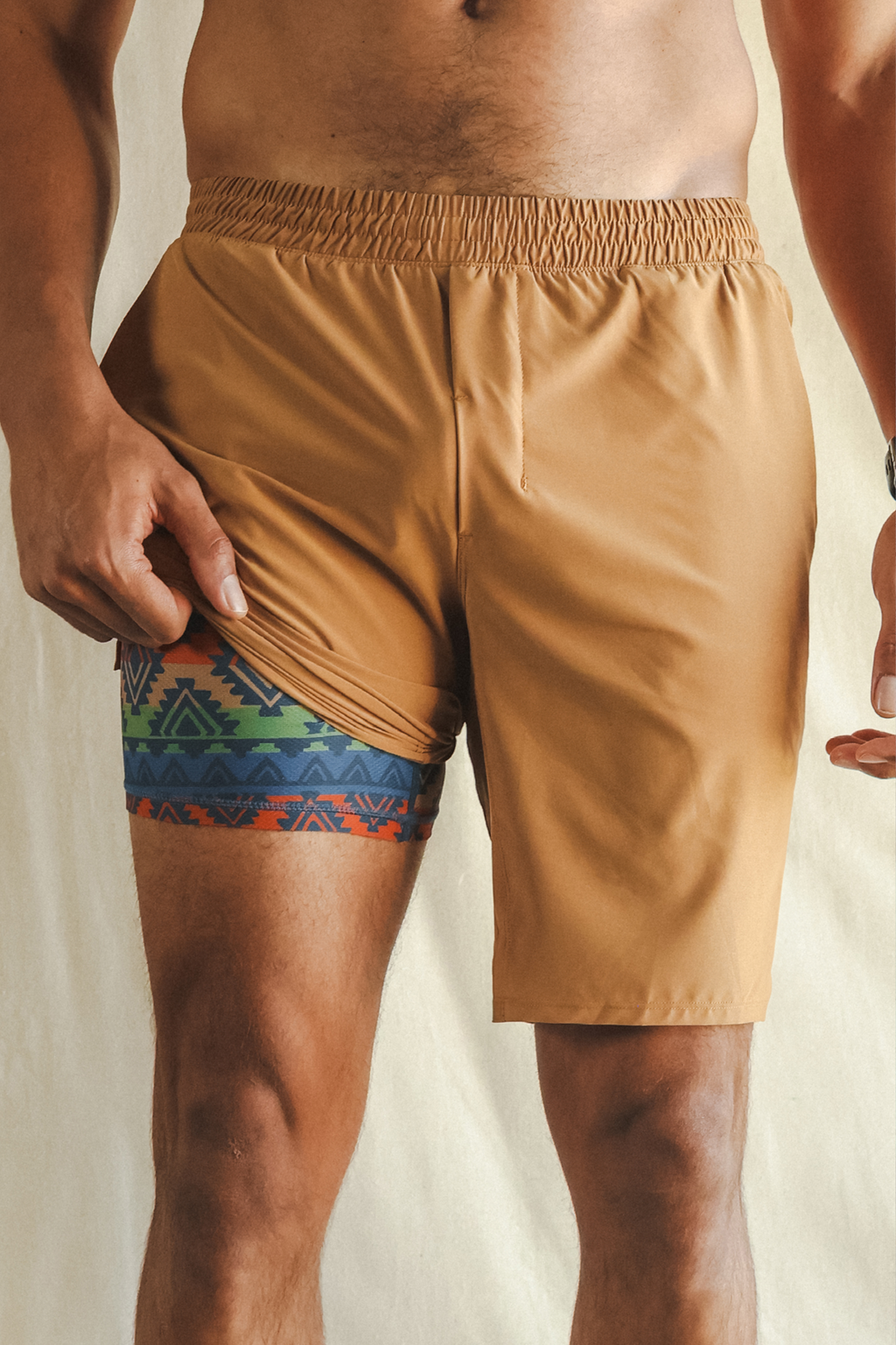 The Casual Thigh Day | Khaki Aztec Ball Hammock® 9 Inch Athletic Shorts - Shinesty
