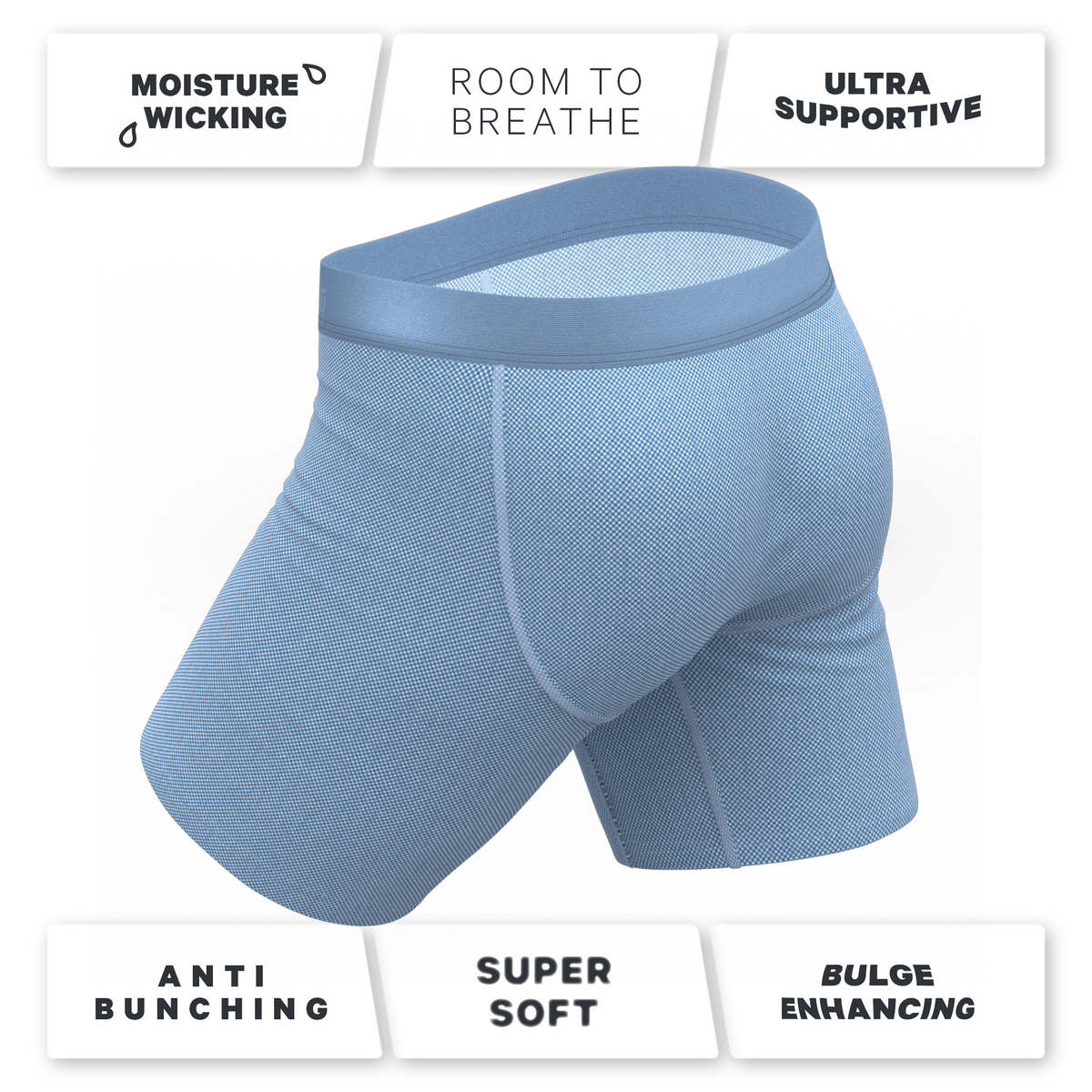 The Chambray All Day | Blue Chambray Ball Hammock® Boxer - Long Leg - Shinesty