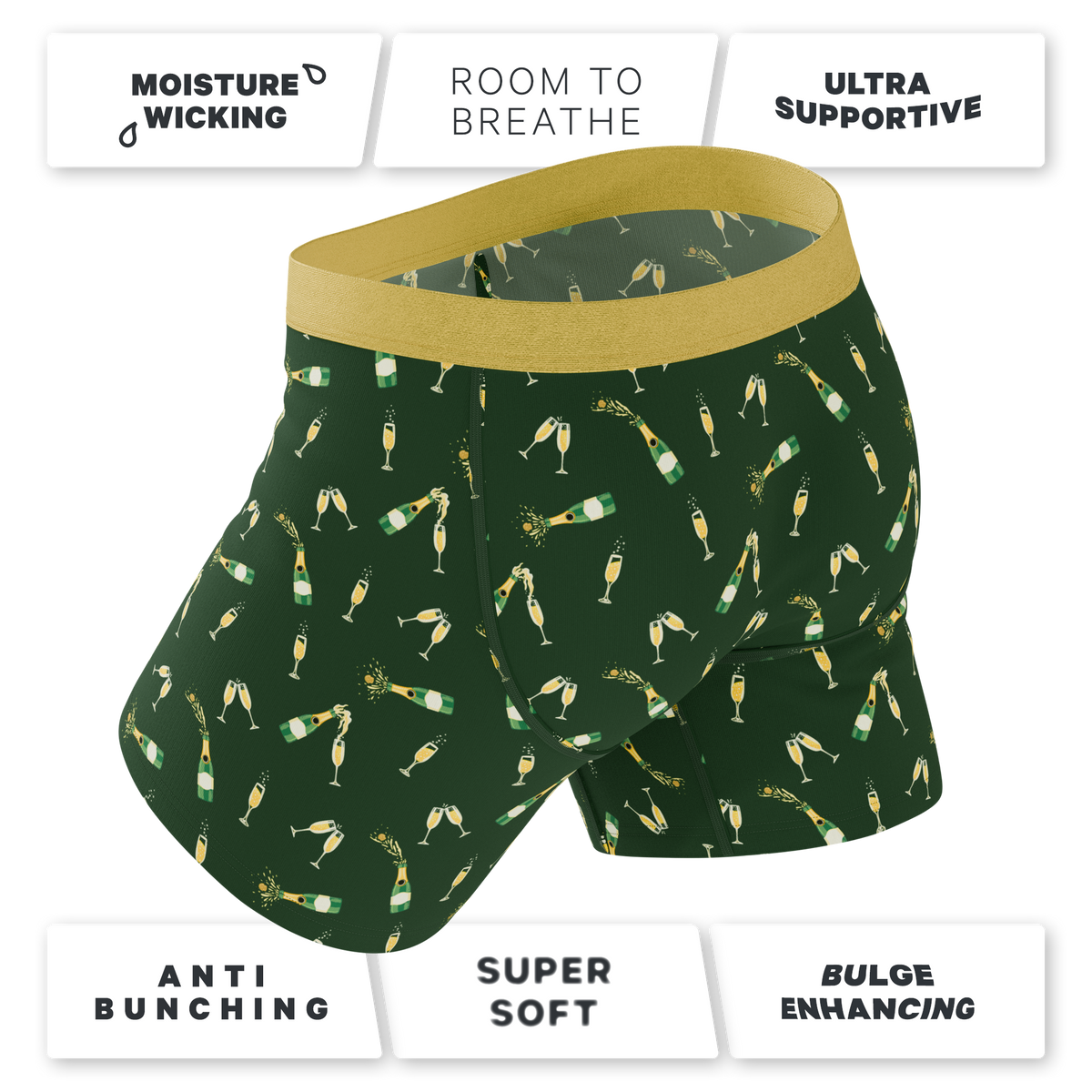 The Champagne Showers | New Years Ball Hammock® Pouch Underwear With Fly - Shinesty