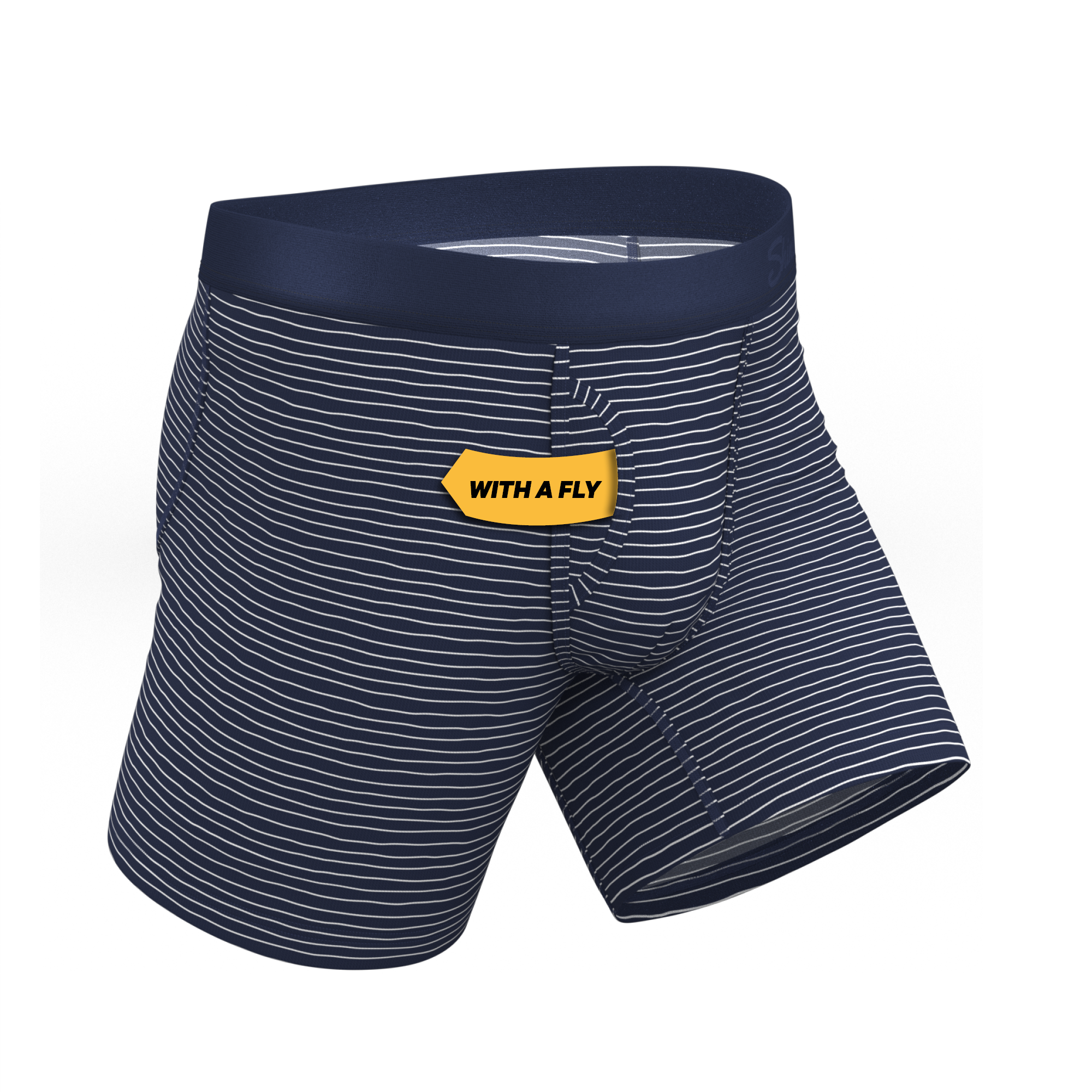 The Cheek Streak | White Stripe Ball Hammock® Pouch Underwear With Fly - Shinesty