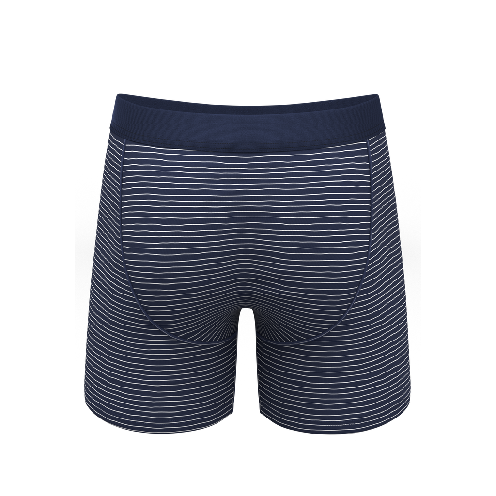 The Cheek Streak | White Stripe Ball Hammock® Pouch Underwear With Fly - Shinesty