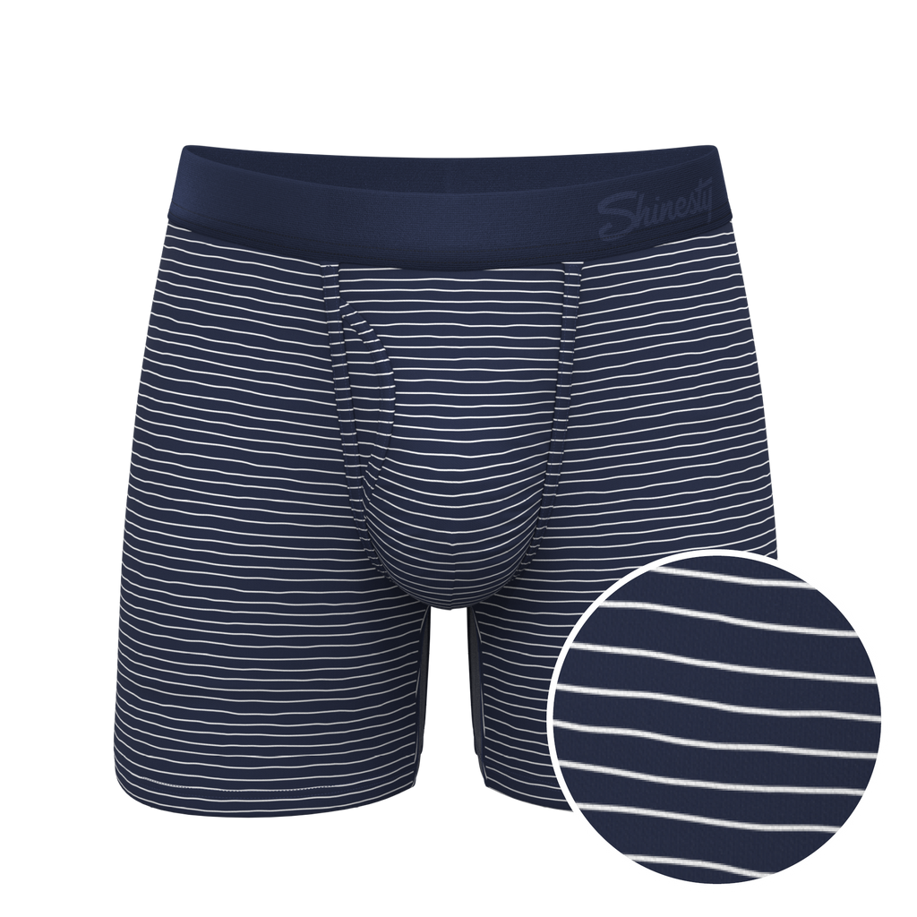 The Cheek Streak | White Stripe Ball Hammock® Pouch Underwear With Fly - Shinesty