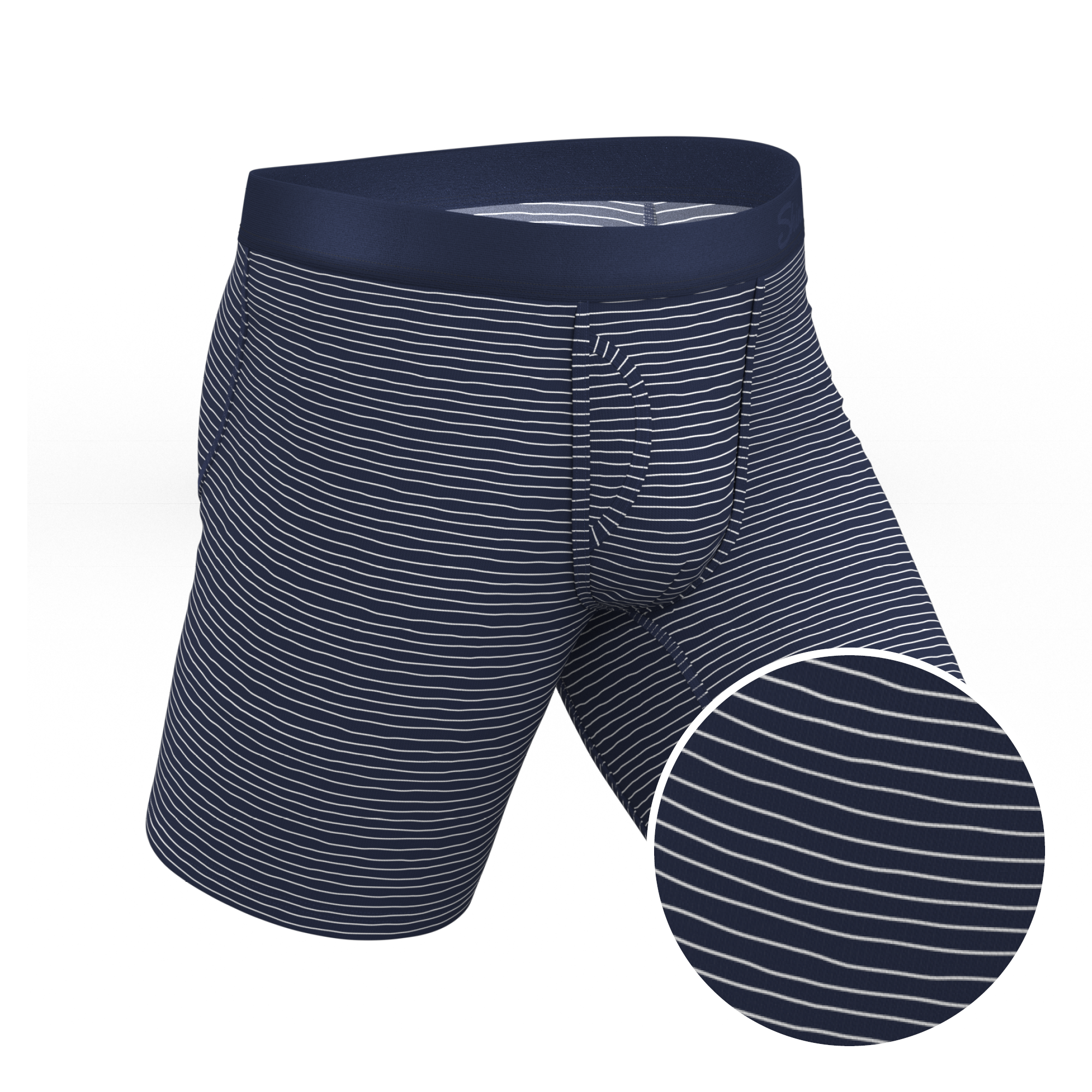 The Cheek Streak | White Stripe Ball Hammock® Boxer - Long Leg - Shinesty