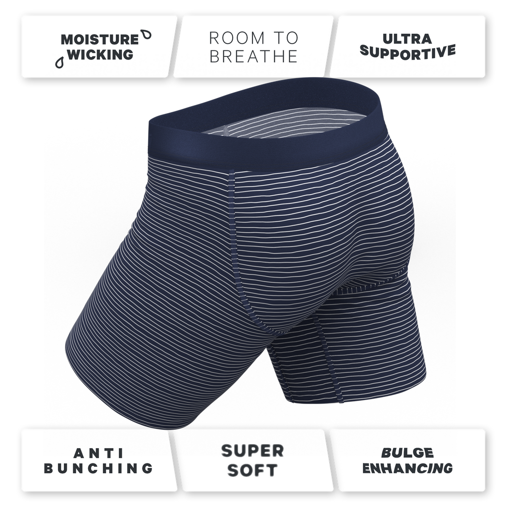 The Cheek Streak | White Stripe Ball Hammock® Boxer - Long Leg - Shinesty