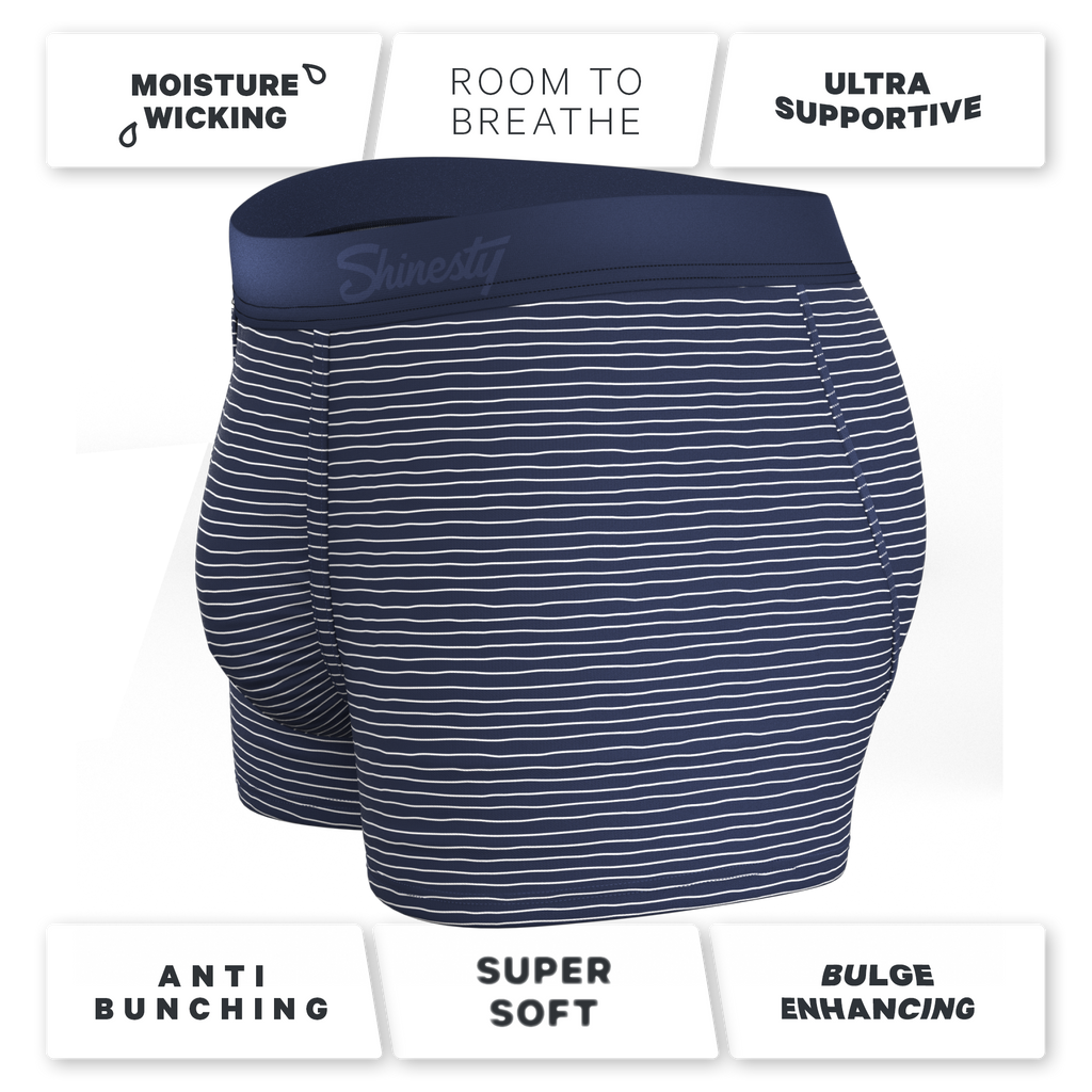 The Cheek Streak | White Stripe Ball Hammock® Pouch Trunks Underwear - Shinesty