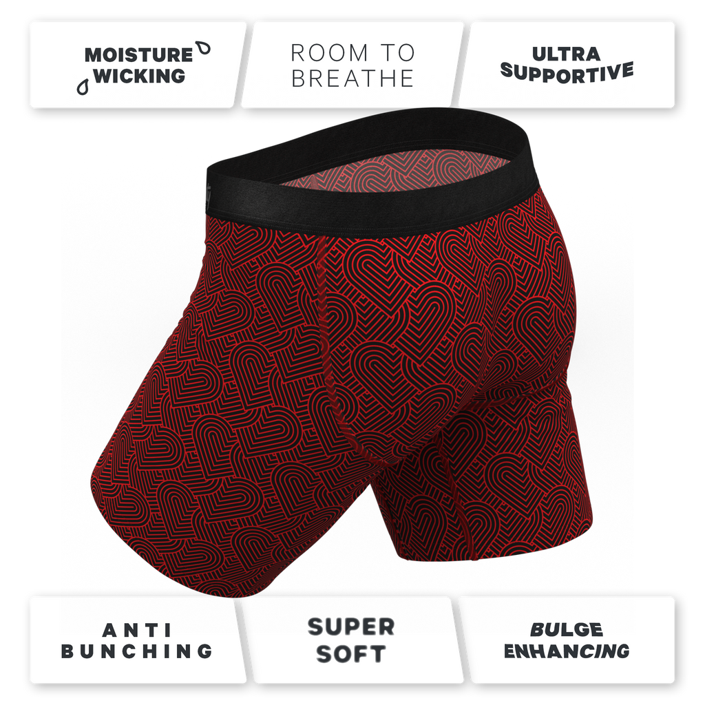The Cherub | Geometric Hearts Ball Hammock® Boxer - Long Leg - Shinesty