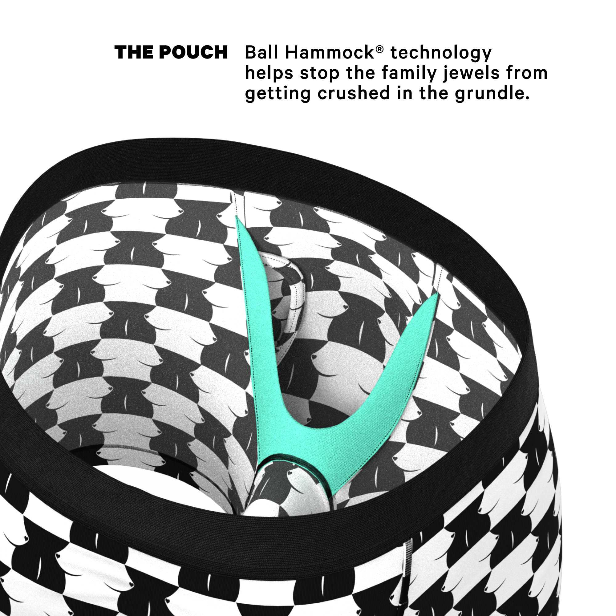 The Chest Mate | Checkered Ball Hammock® Pouch Underwear With Fly - Shinesty
