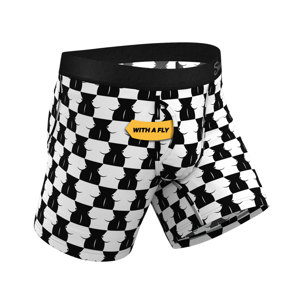 The Chest Mate | Checkered Ball Hammock® Pouch Underwear With Fly - Shinesty
