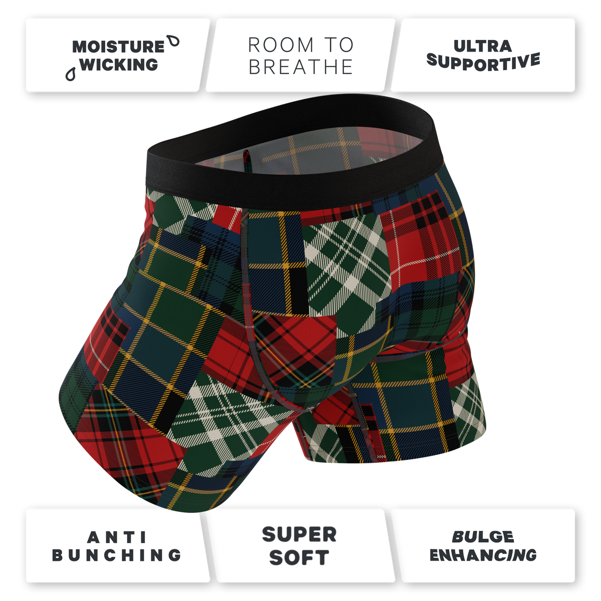The Clash Of The Tartans | Tartan Patchwork Ball Hammock® Pouch Underwear With Fly - Shinesty