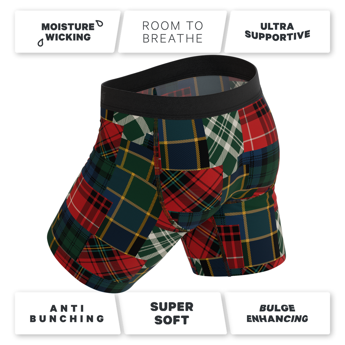 The Clash Of The Tartans | Tartan Patchwork Ball Hammock® Boxer - Long Leg - Shinesty