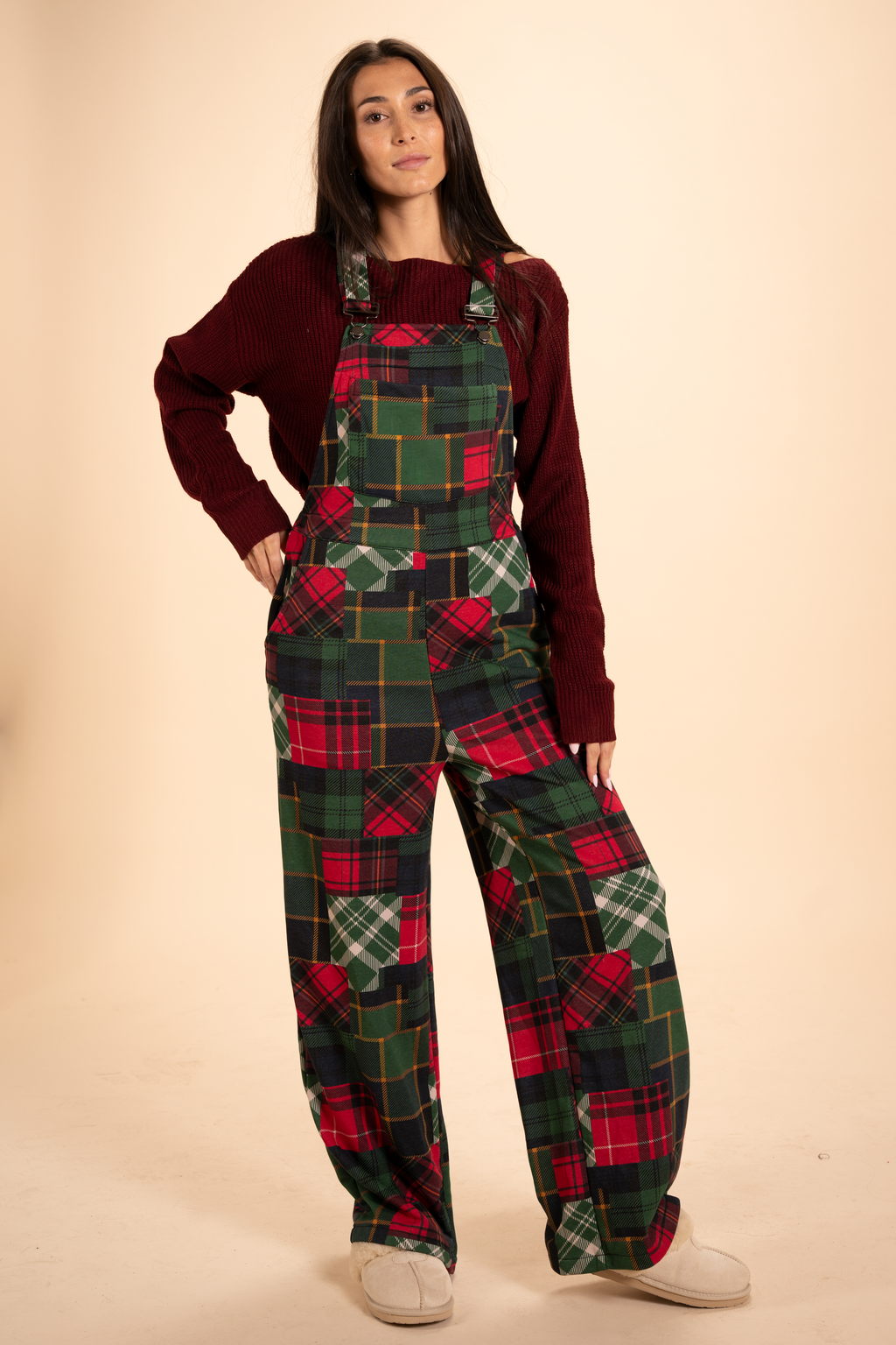 The Clash Of The Tartans | Tartan Patchwork Plaid Women's Wide Leg Pajamarall - Shinesty