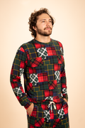 The Clash Of The Tartans | Tartan Patchwork SleepDeep™ Men’s Long Sleeve Pajama Shirt - Shinesty