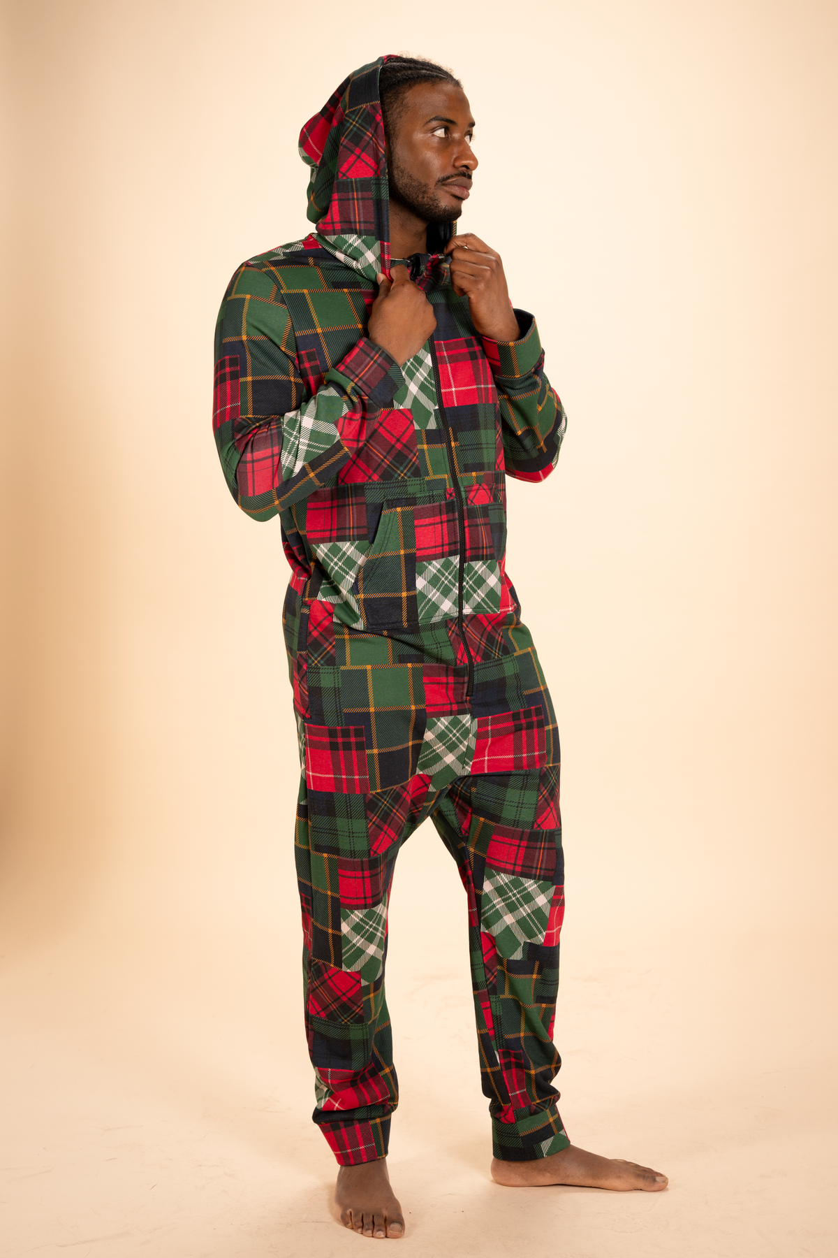 The Clash Of The Tartans | Tartan Patchwork Sexy Terry™ Men's Lounge Onesie - Shinesty