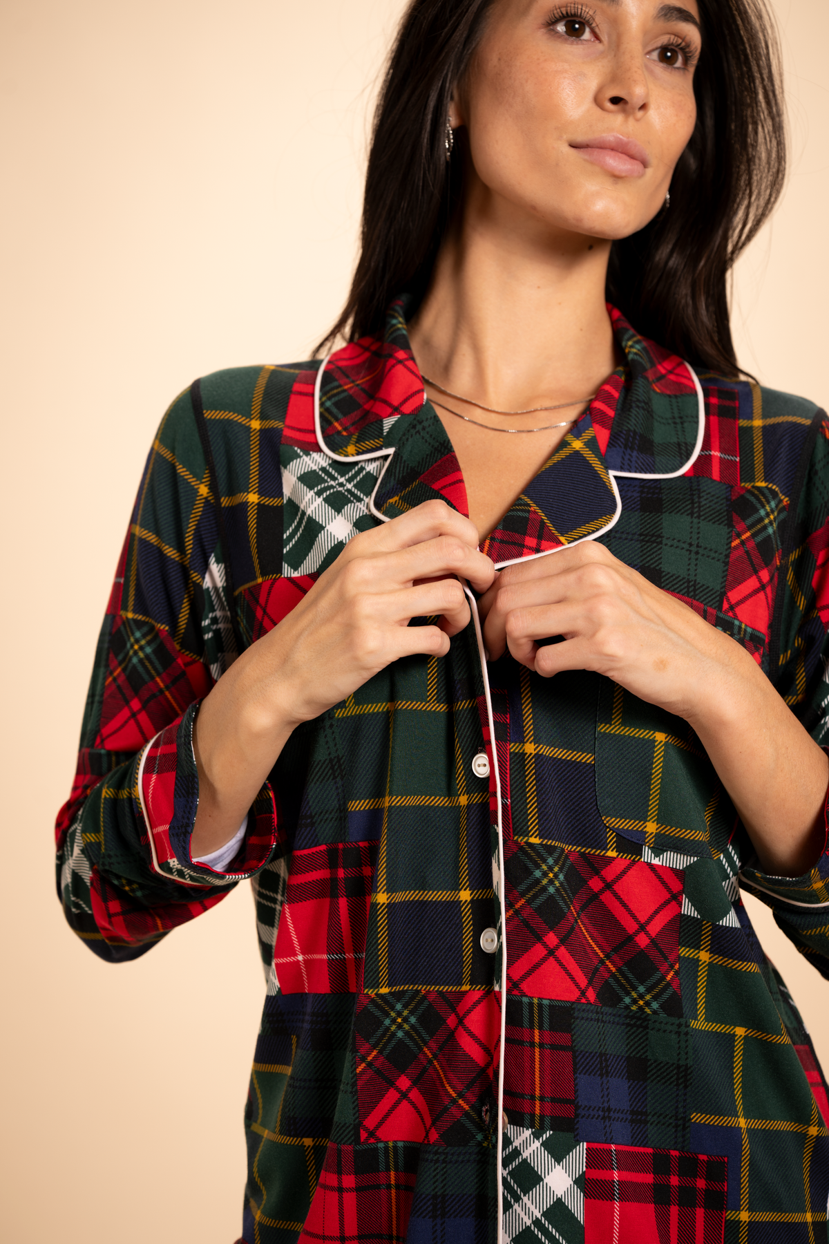 The Clash Of The Tartans | Tartan Patchwork SleepDeep™ Women's Long Sleeve Pajama Set - Shinesty