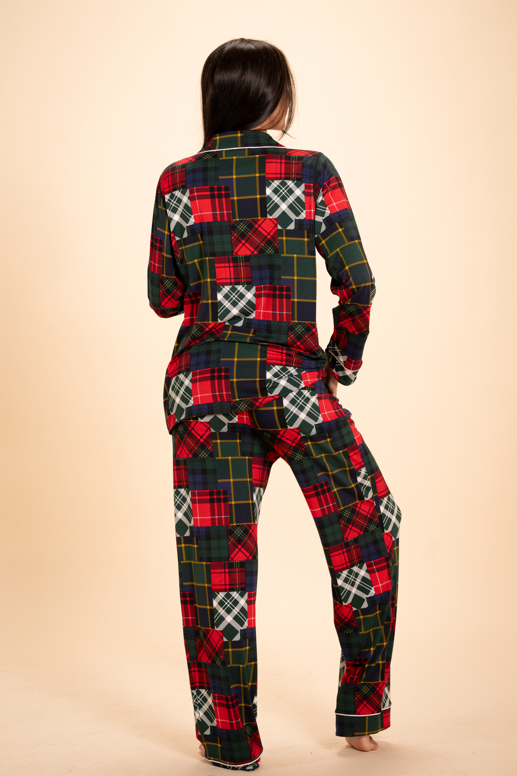 The Clash Of The Tartans | Tartan Patchwork SleepDeep™ Women's Long Sleeve Pajama Set - Shinesty