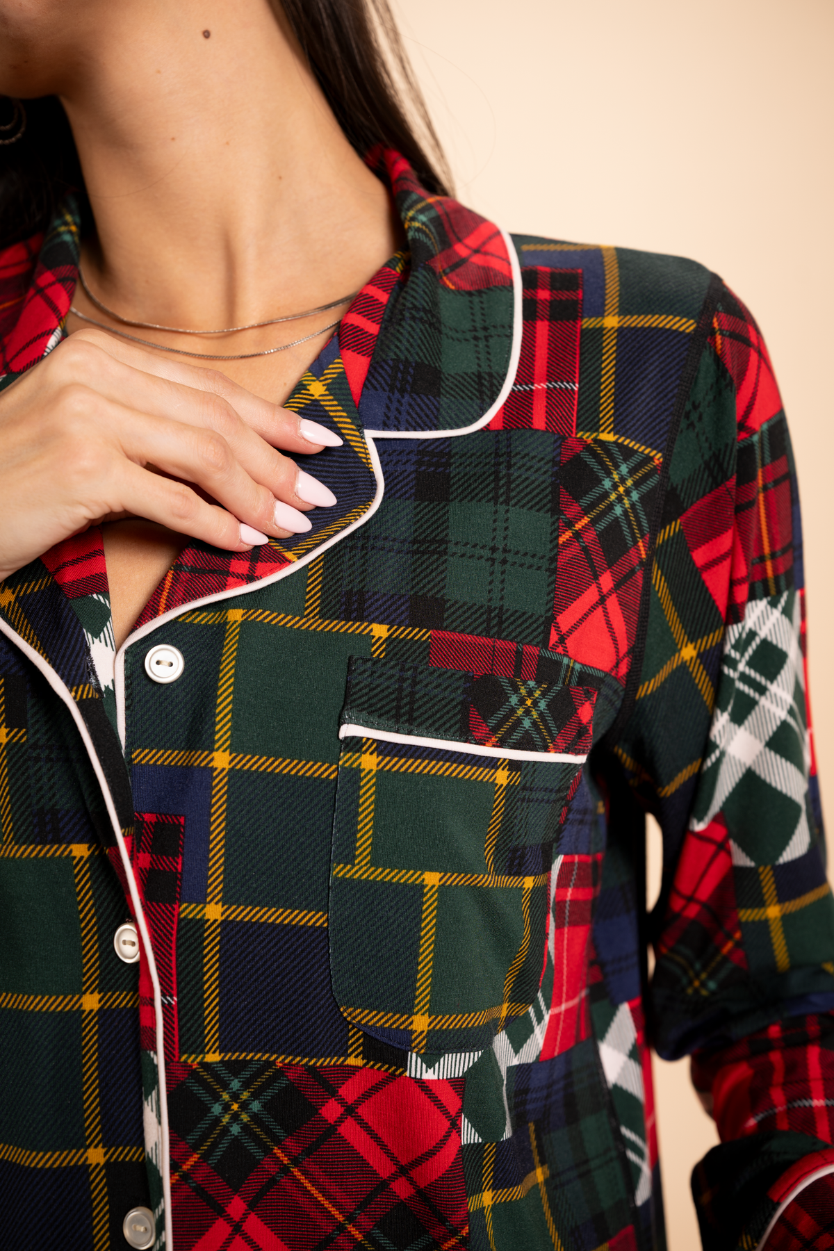 The Clash Of The Tartans | Tartan Patchwork SleepDeep™ Women's Long Sleeve Pajama Set - Shinesty