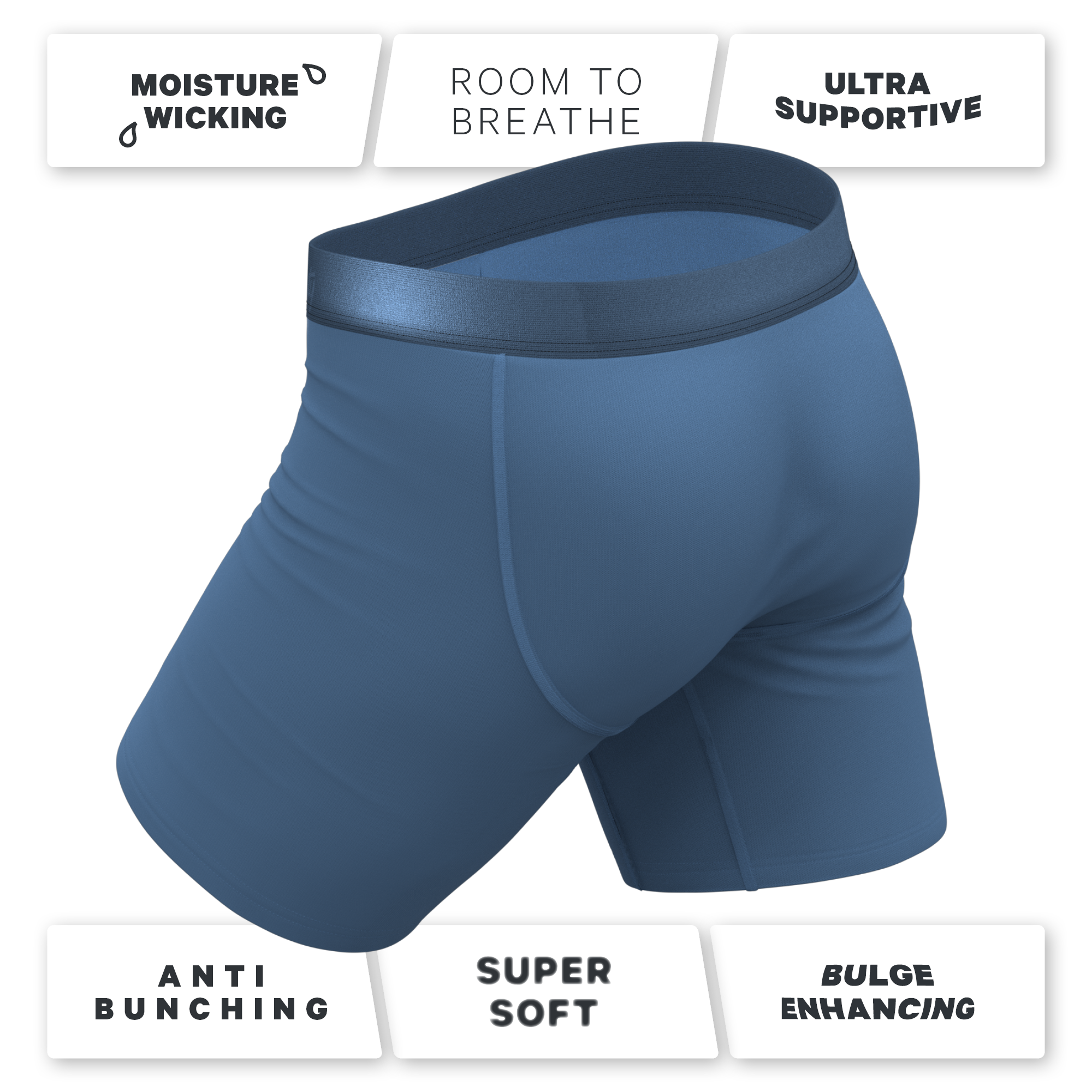 The Cool Cobalt | Slate Blue Ball Hammock® Boxer - Long Leg - Shinesty