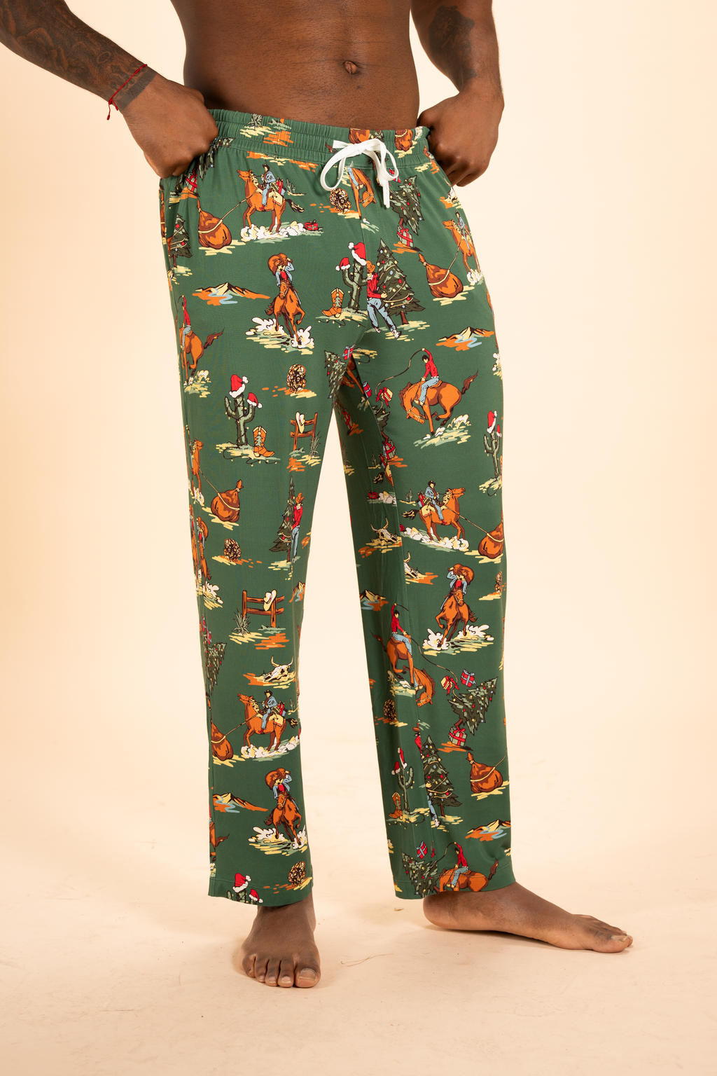 The Cowboy Christmas | Holiday Western Men's Straight Leg Pajama Pants - Shinesty