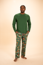 The Cowboy Green | Dark Green SleepDeep™ Men’s Long Sleeve Pajama Shirt - Shinesty
