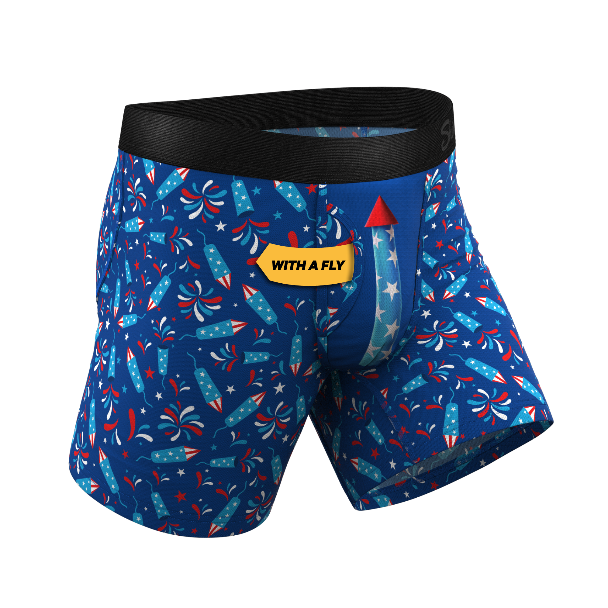 The Crotch Rocket | USA Firecracker Ball Hammock® Pouch Underwear With Fly - Shinesty