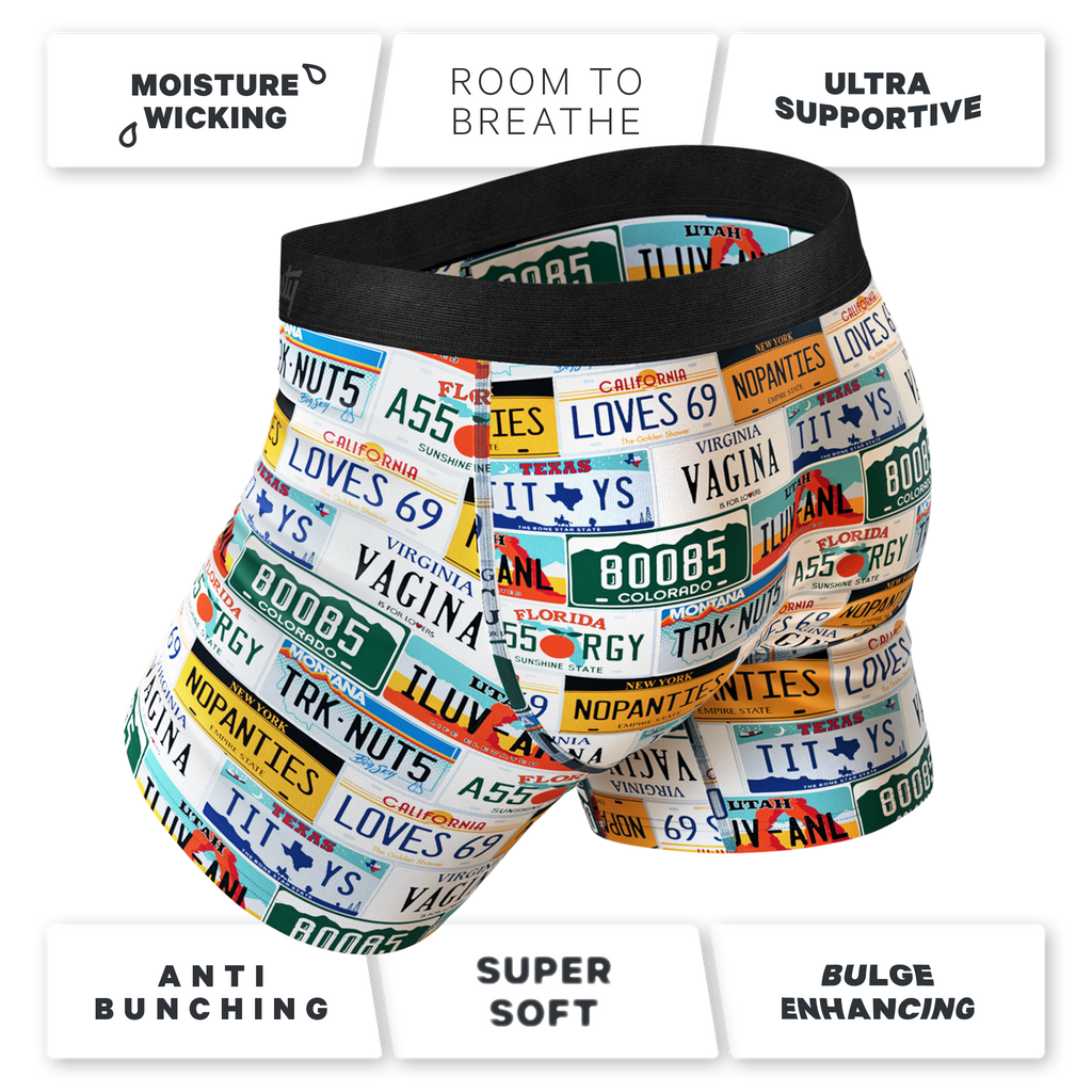 The DMV Catastrophe | License Plates Ball Hammock® Pouch Underwear - Shinesty