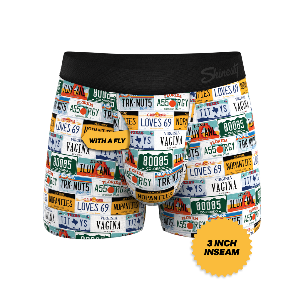 The DMV Catastrophe | License Plates Ball Hammock® Pouch Trunks Underwear - Shinesty