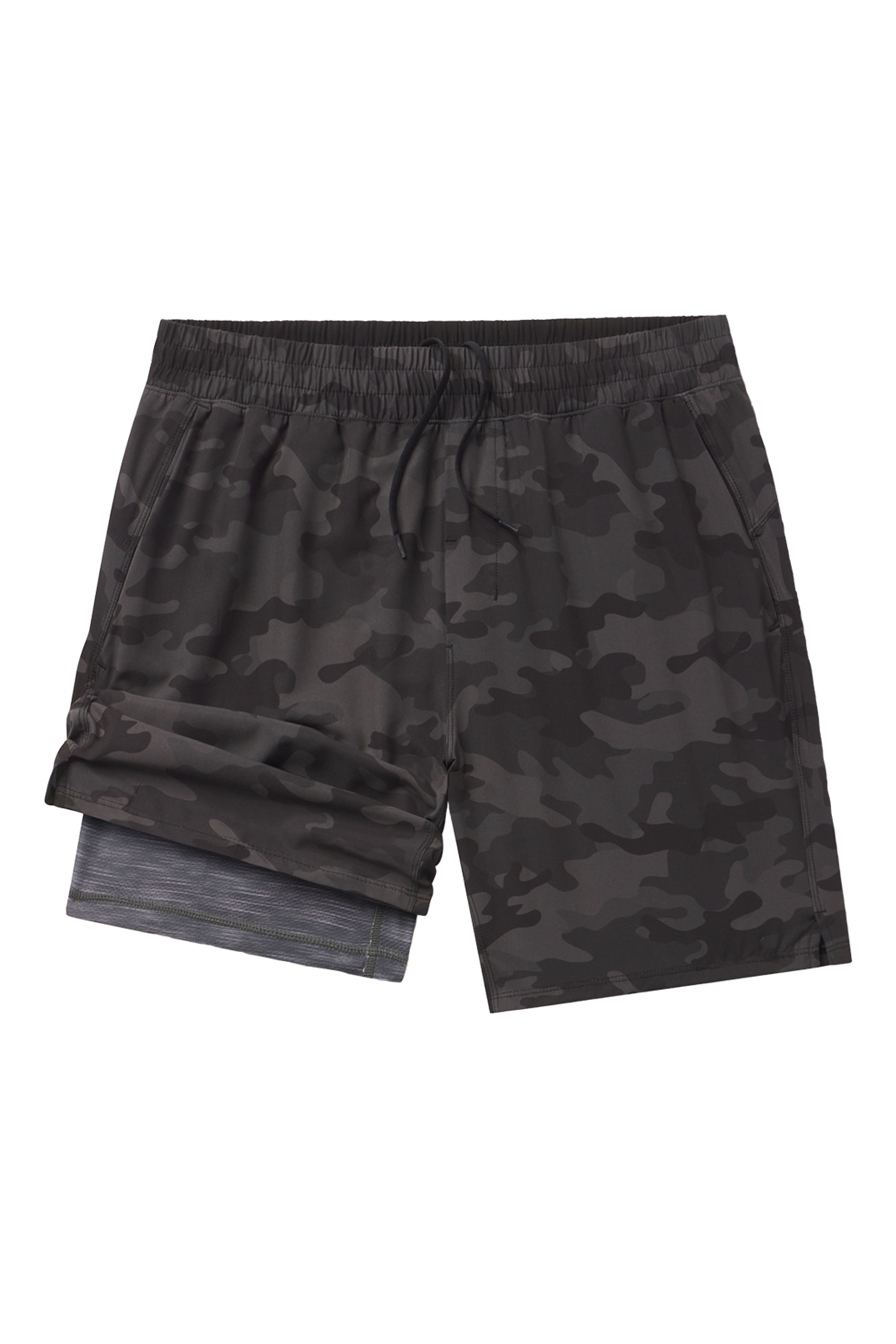 The Darkside | Black and Grey Camo Ball Hammock® 7 Inch Athletic Shorts - Shinesty