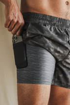The Darkside | Black and Grey Camo Ball Hammock® 7 Inch Athletic Shorts - Shinesty