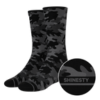 The Darkside | Black Camouflage Heel Hammock™ Crew Socks - Shinesty