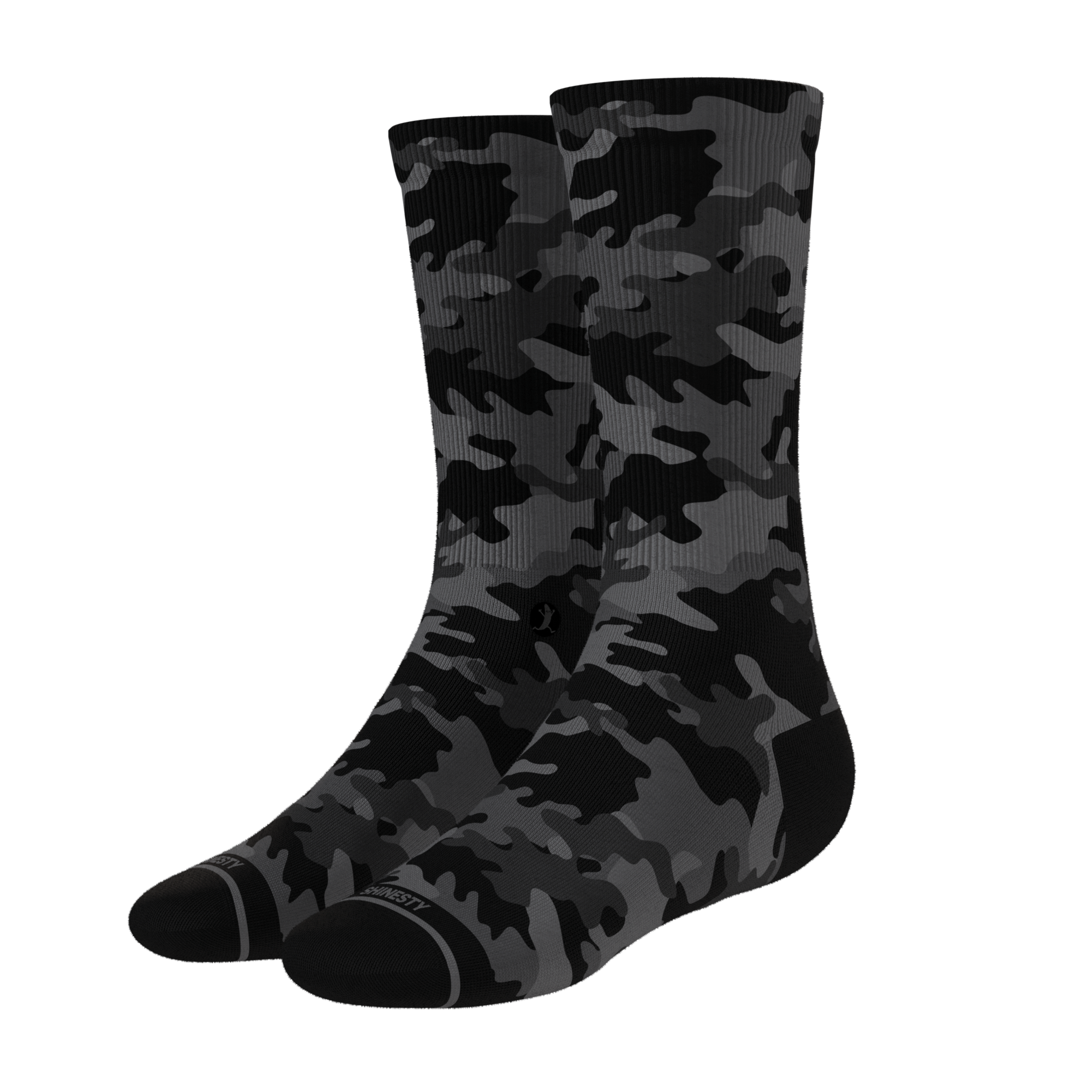The Darkside | Black Camouflage Heel Hammock™ Crew Socks - Shinesty