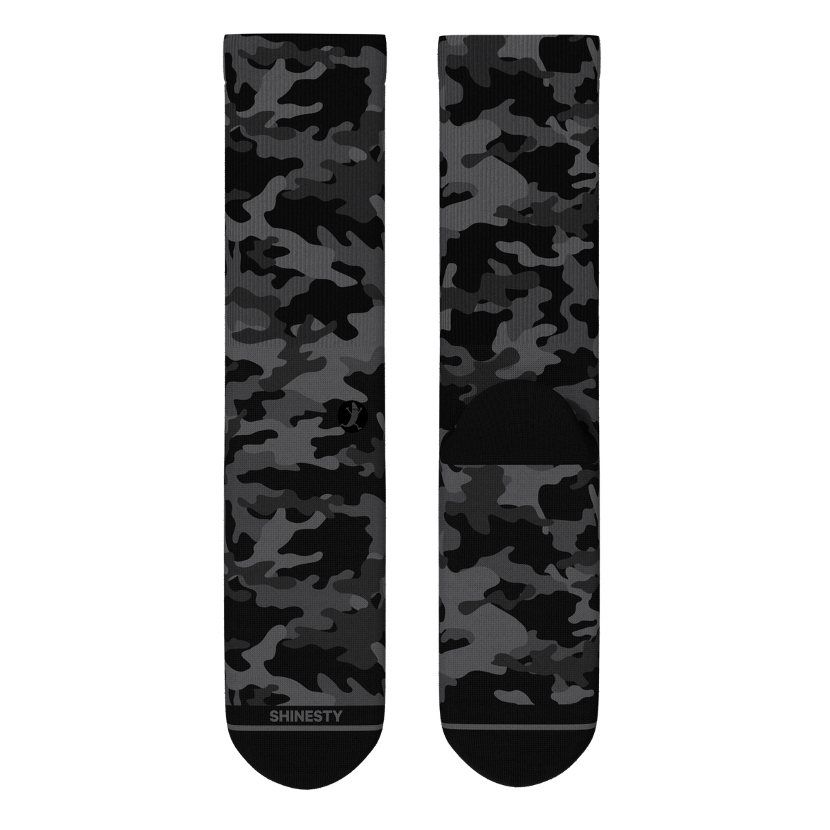 The Darkside | Black Camouflage Heel Hammock™ Crew Socks - Shinesty