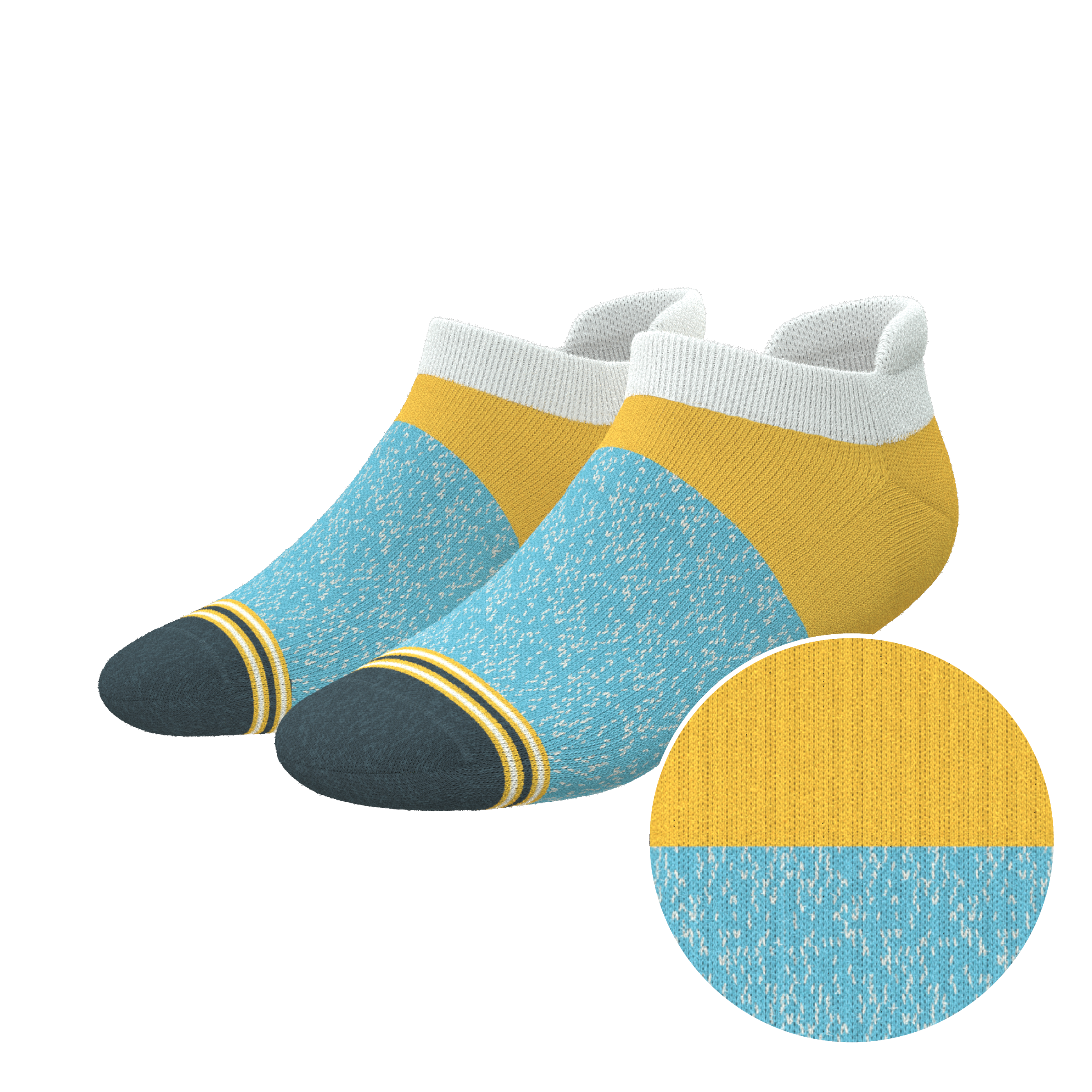 The Daybreak | Mustard and Blue Heel Hammock™ Ankle Socks - Shinesty