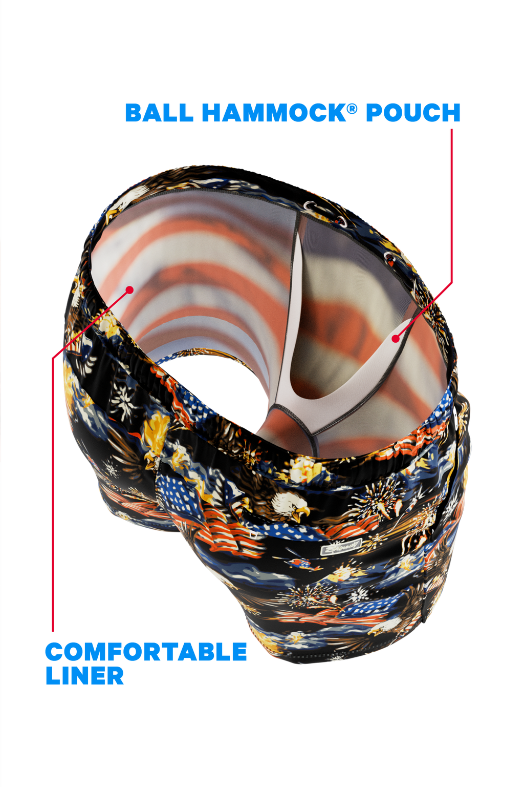 The Declaration | Americana Eagles Ball Hammock® Pouch 5" Swim Trunks - Shinesty