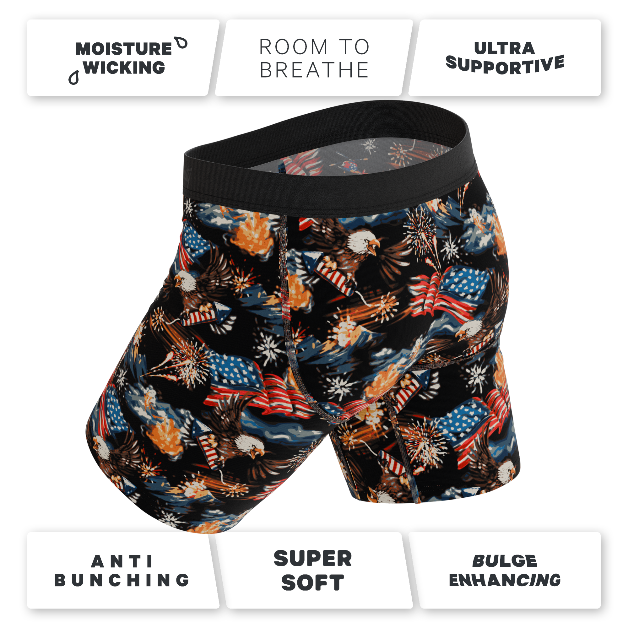 The Declaration | Americana Eagles Ball Hammock® Boxer - Long Leg - Shinesty