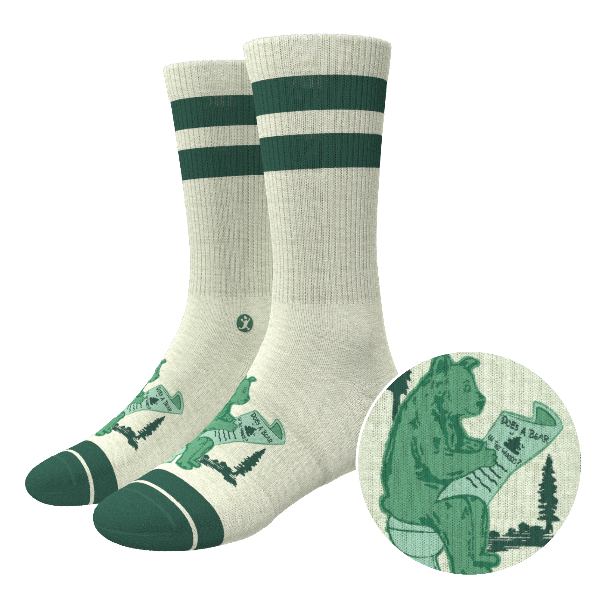 The Does A Bear | Green Toilet Bear Heel Hammock™ Crew Socks - Shinesty