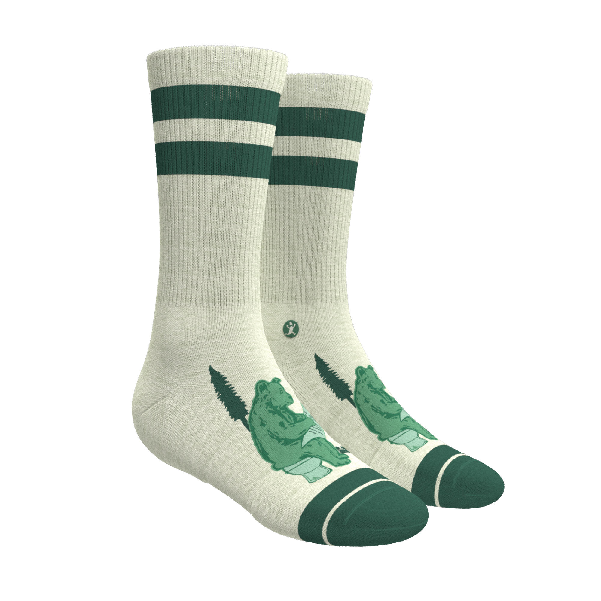 The Does A Bear | Green Toilet Bear Heel Hammock™ Crew Socks - Shinesty