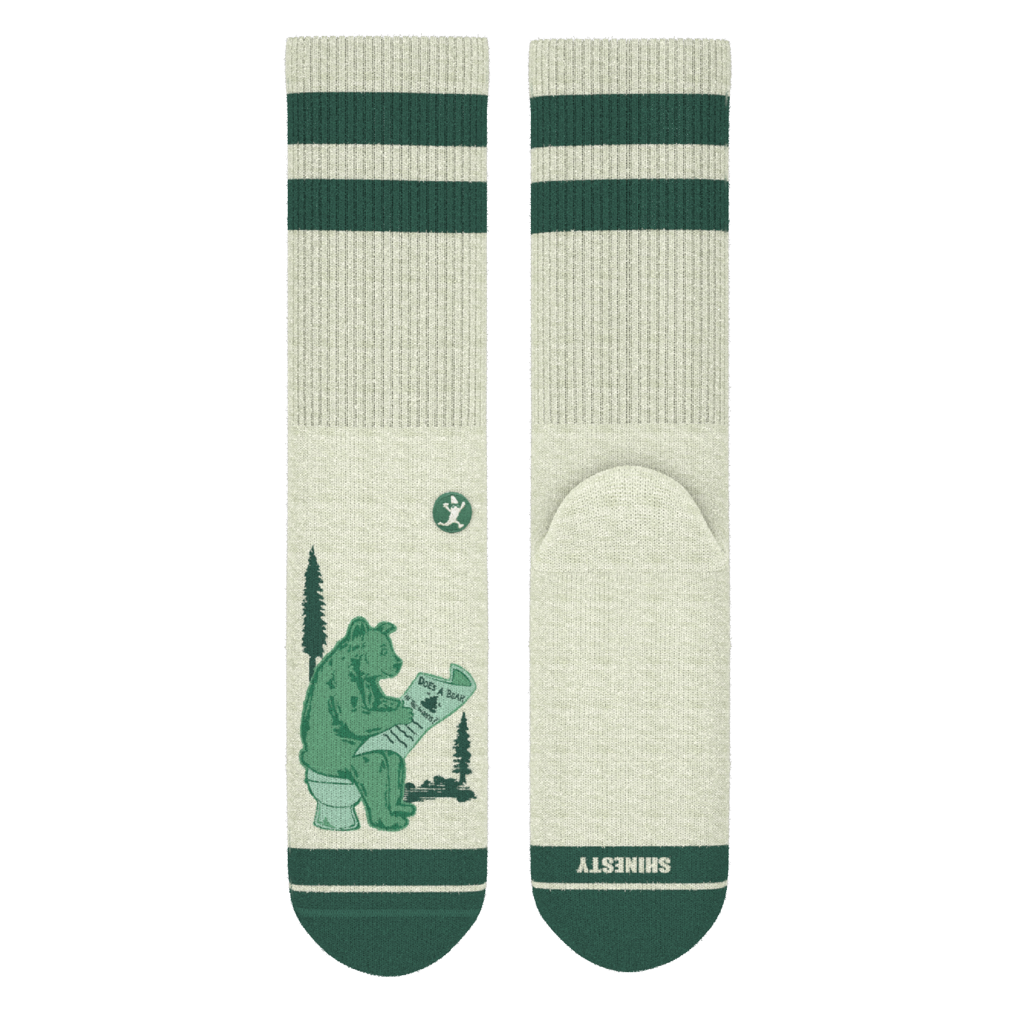 The Does A Bear | Green Toilet Bear Heel Hammock™ Crew Socks - Shinesty