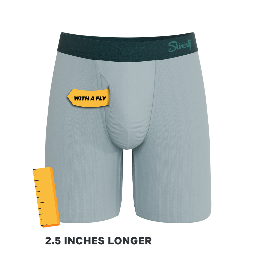 The Dry Ice | Muted Steel Blue Ball Hammock® Boxer - Long Leg - Shinesty