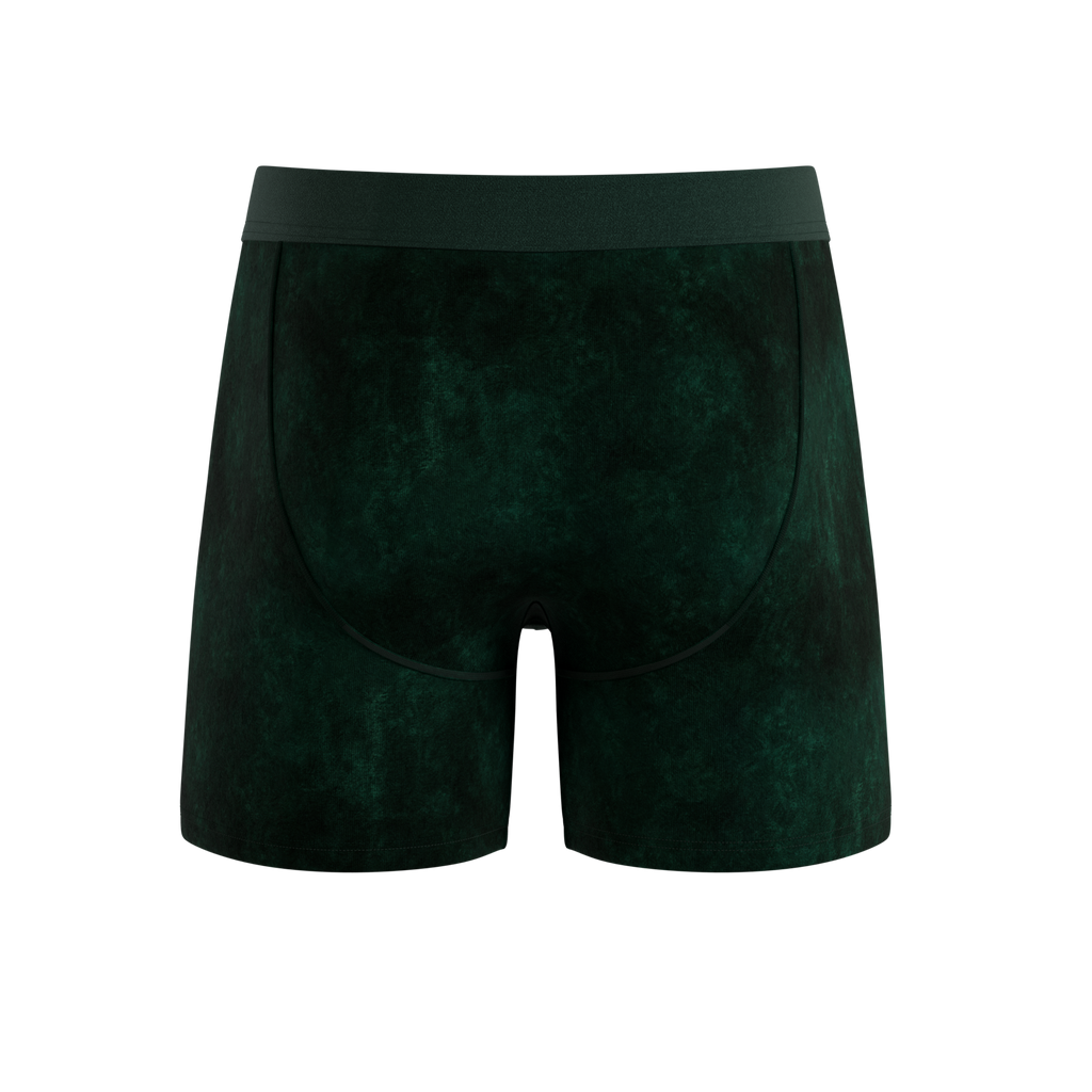 The Extravagance | Dark Green Velvet Ball Hammock Pouch® Boxer - Shinesty