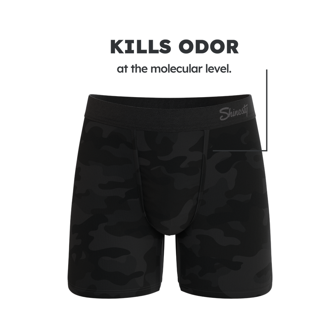 The Darkside | Black Camouflage Fart Proof Ball Hammock® Pouch Underwear - Shinesty