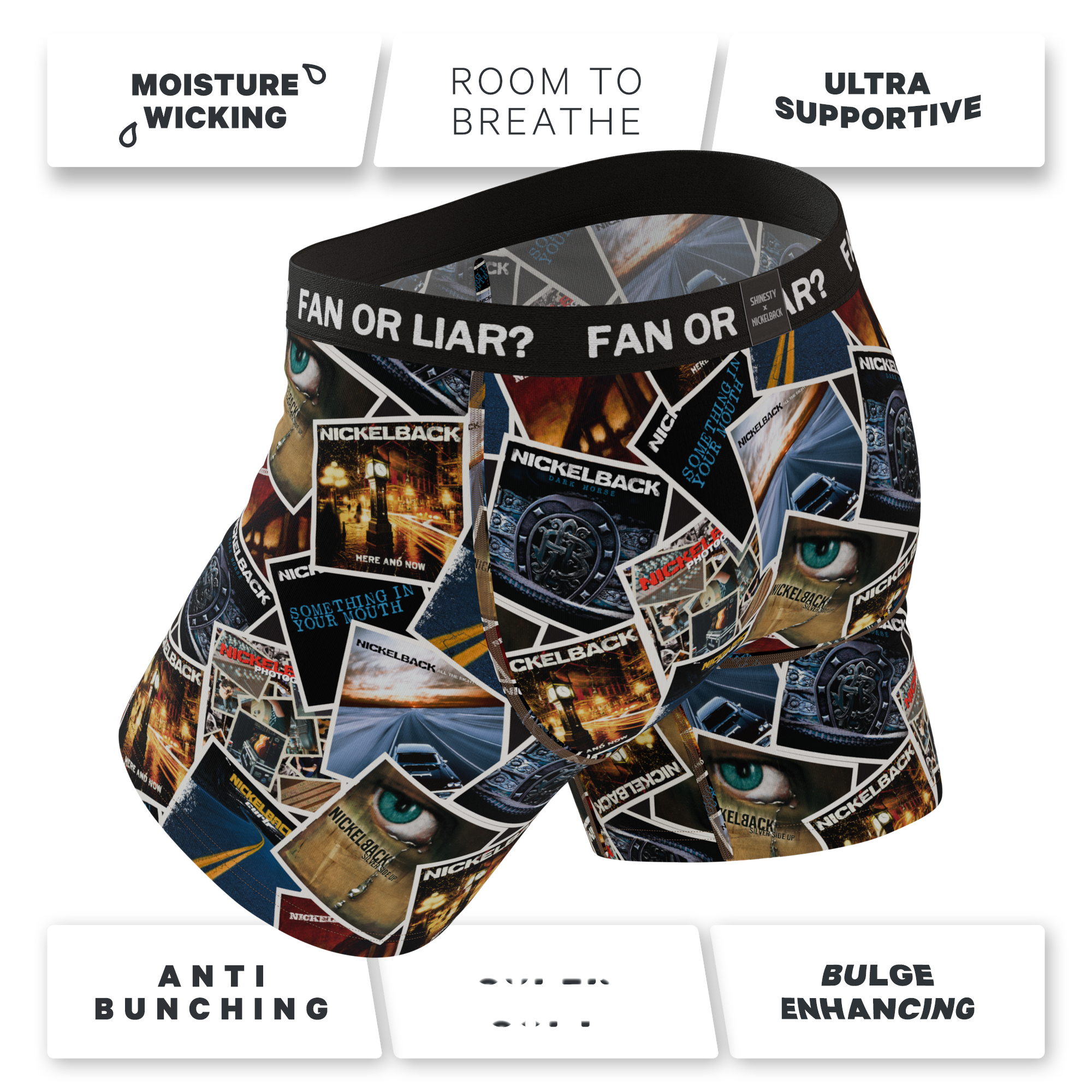 The Fan or Liar | Shinesty X Nickelback Albums Ball Hammock® Pouch Underwear With Fly - Shinesty