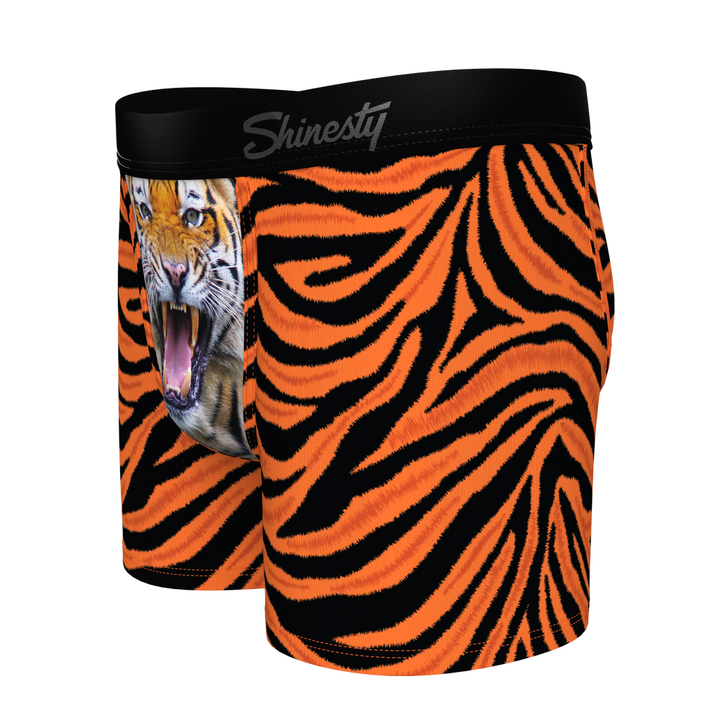 The Feral Feline | Tiger Print Youth Boxer Briefs - Shinesty