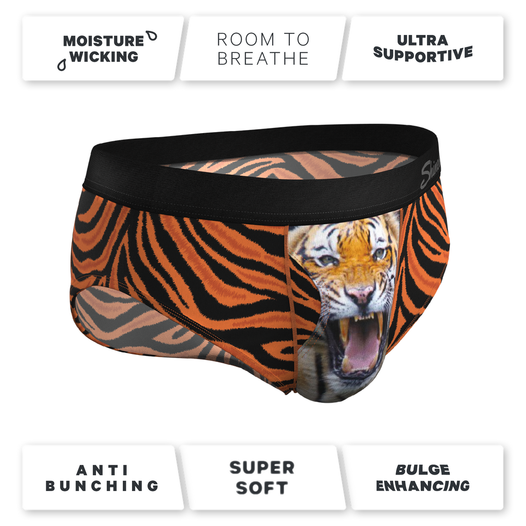 The Feral Feline | Tiger Print Ball Hammock® Pouch Underwear Briefs - Shinesty