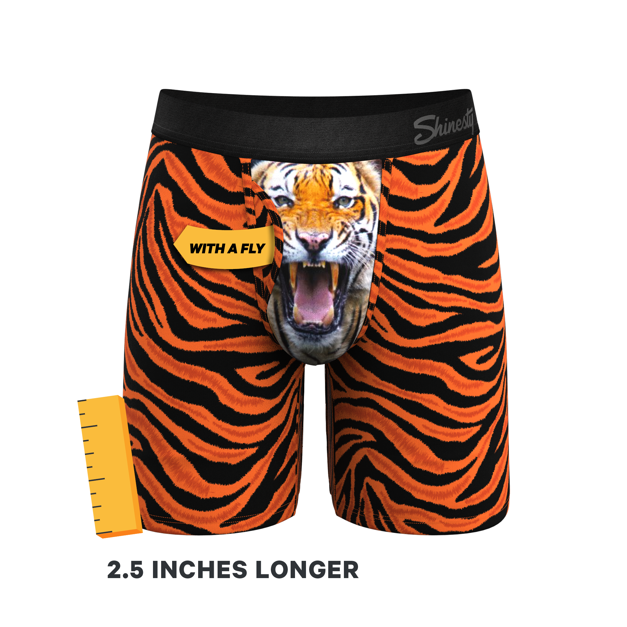 The Feral Feline | Tiger Print Ball Hammock® Boxer - Long Leg - Shinesty