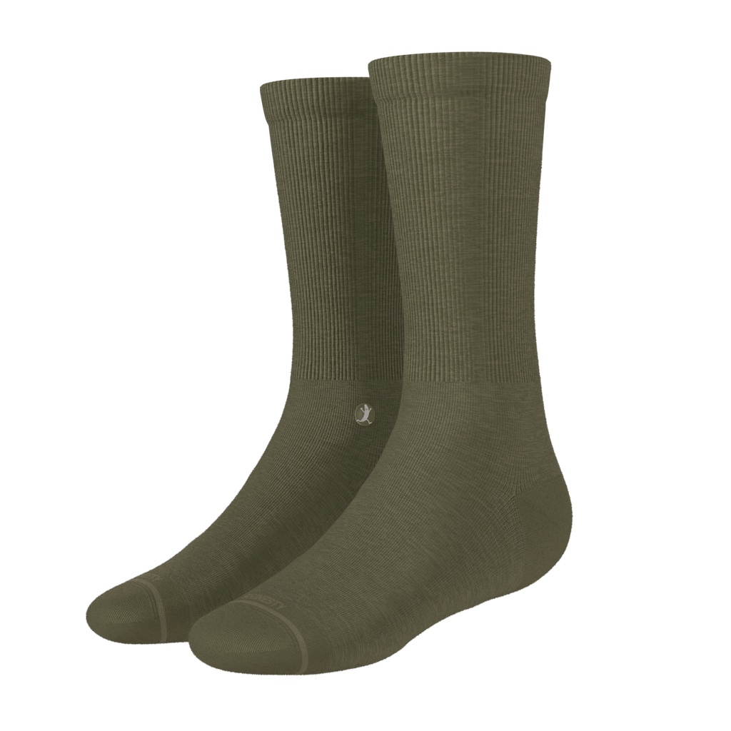 The Fields Of Green | Oil Green Heel Hammock™ Crew Socks - Shinesty