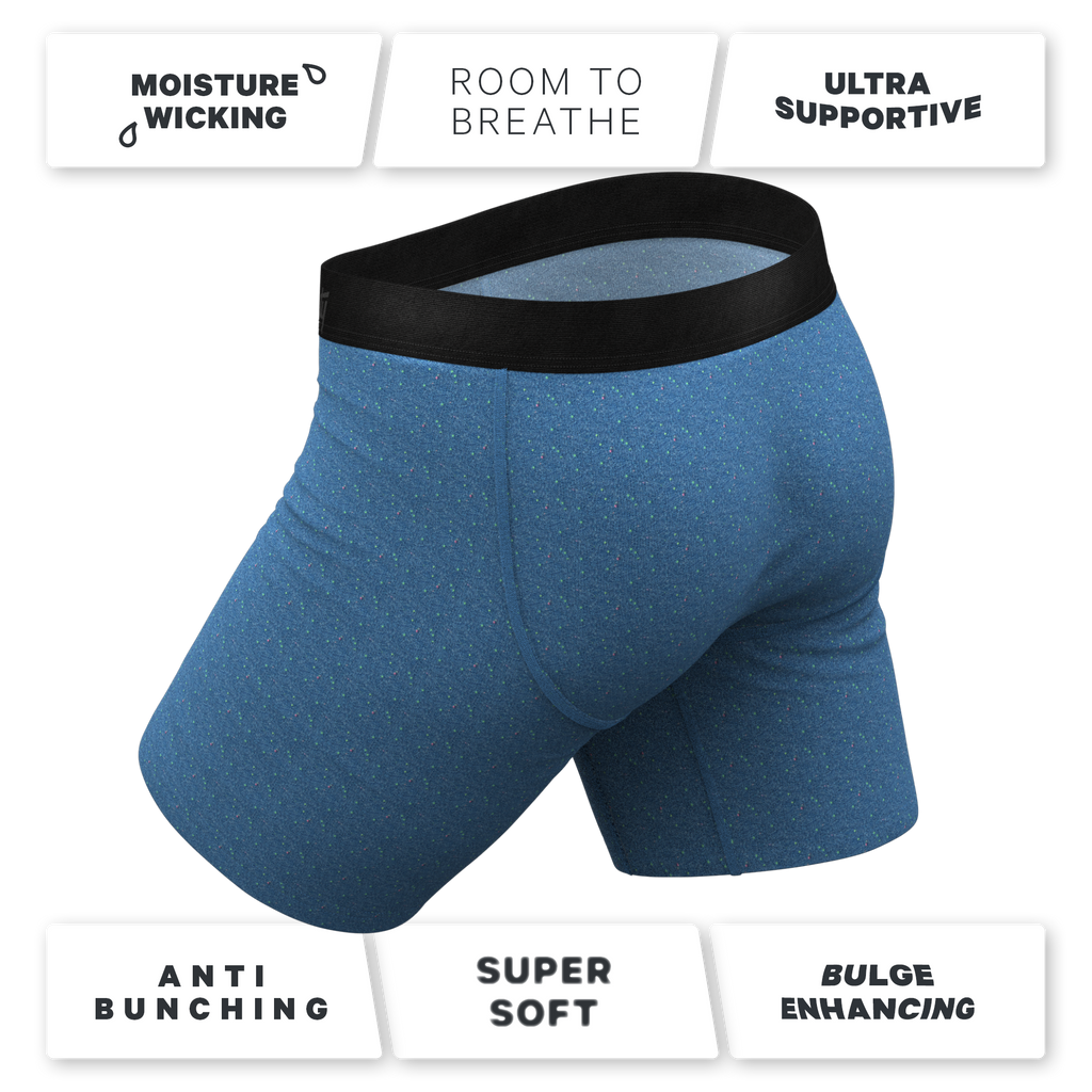 The Fleck Me | Heather Blue Flecked Ball Hammock® Boxer - Long Leg - Shinesty