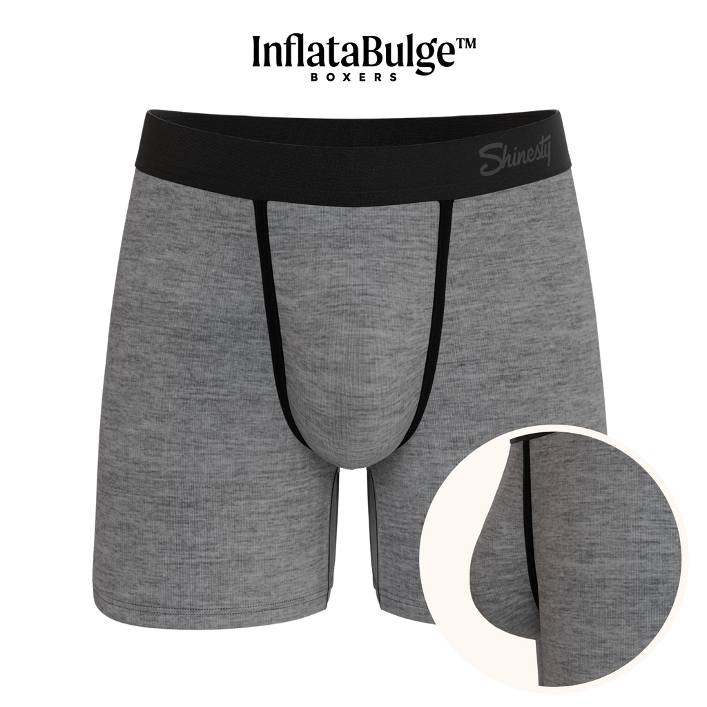 The Fog Horn | Light Heather Grey InflataBulge™ Pump Up Boxer Briefs - Shinesty