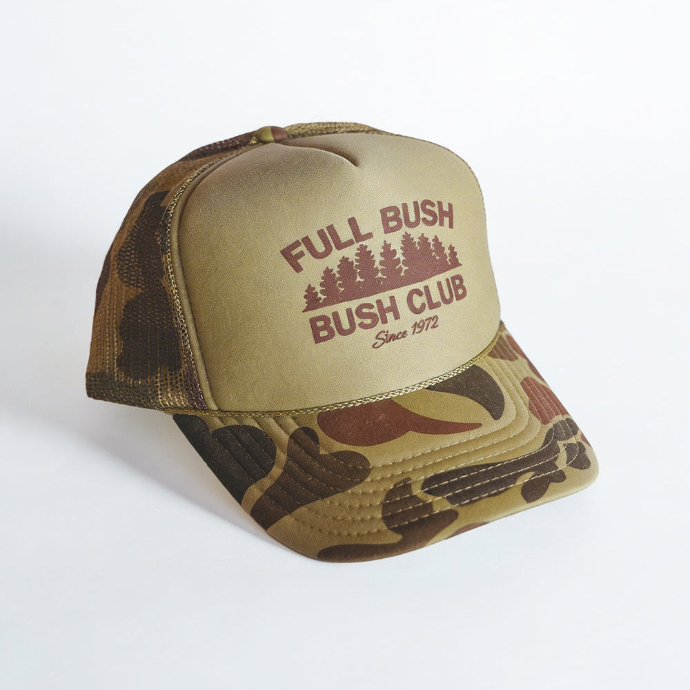 The Let It Grow | Camo Full Bush Bush Club Trucker Hat - Shinesty