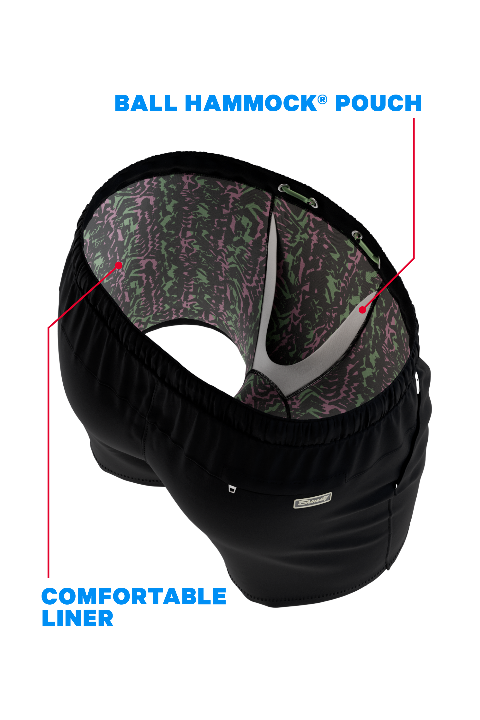 The Funky Fresh | Black and Neon Tribal Ball Hammock® Pouch 8" Swim Trunks - Shinesty