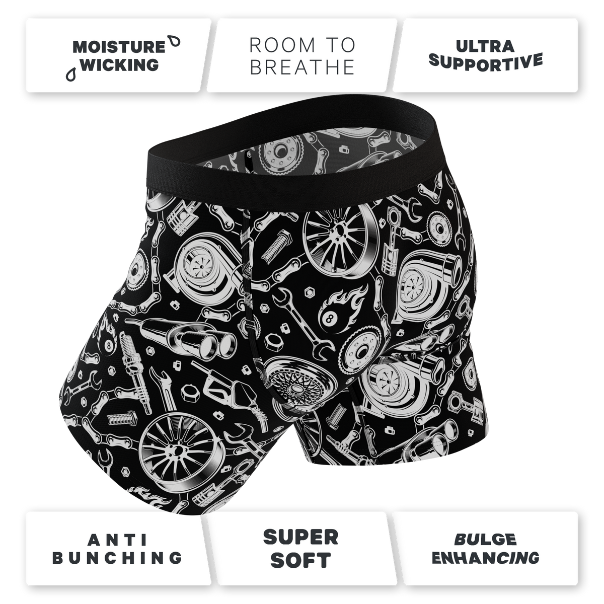 The Gear Head | Stick Shift Ball Hammock® Pouch Underwear With Fly - Shinesty